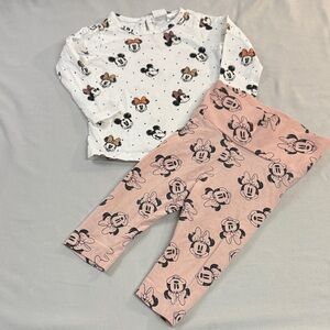 H&M X Disney Kids 2-piece Set - White and Pink with Mickey Mouse